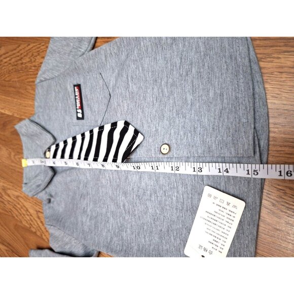 RZHTZ Gray Button Necktie Long Sleeve Collared Shirt Toddler Boys Size 2/2T - Picture 7 of 10